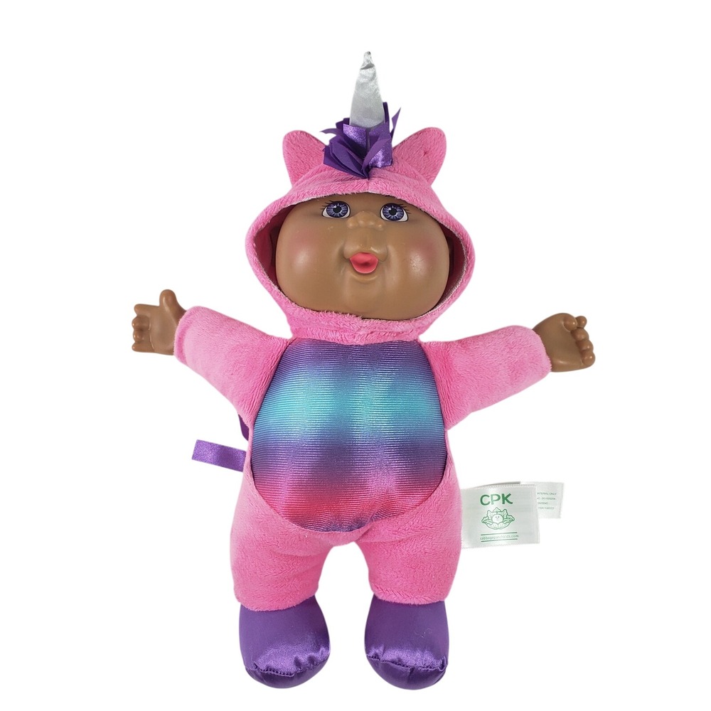 Cabbage Patch Kids‎ Cuties Pink Unicorn Plush Doll Rainbow Metallic Belly CPK